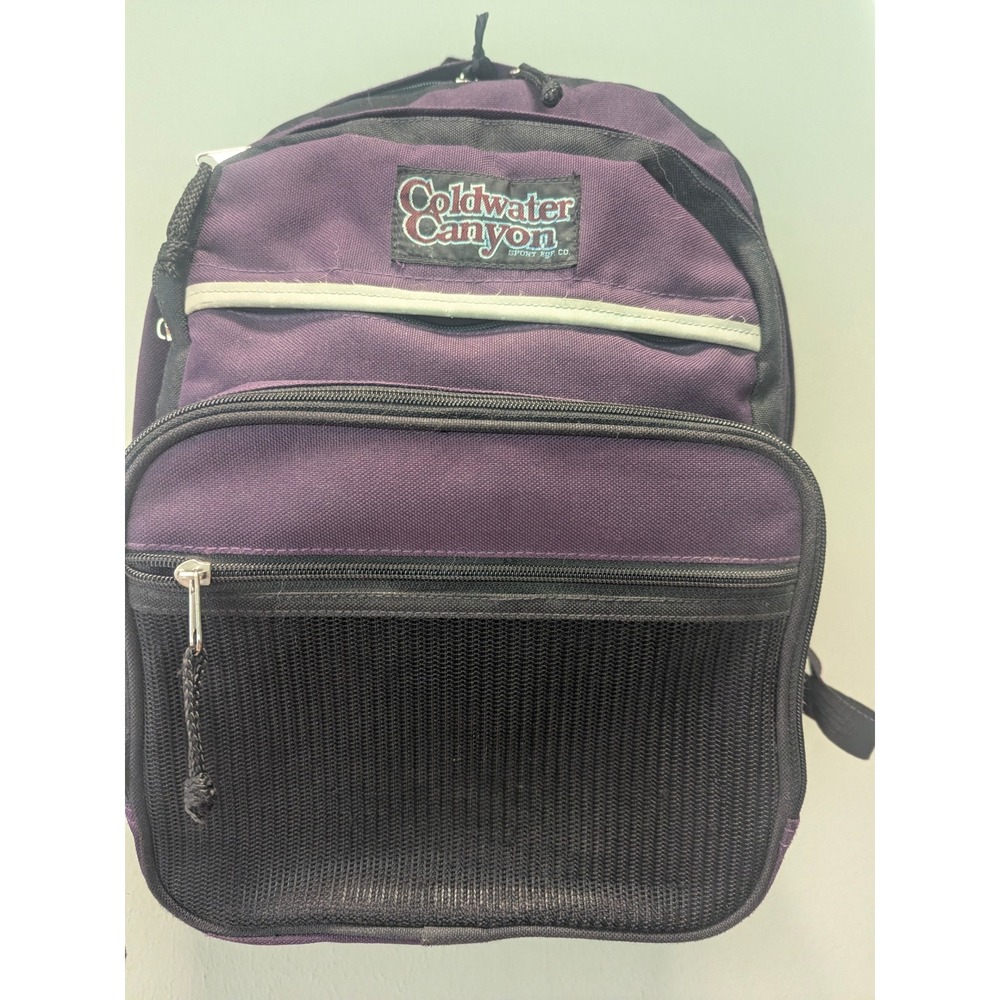 Vintage Coldwater Canyon Purple Black Multi Pocket Backpack 1990s Daypack